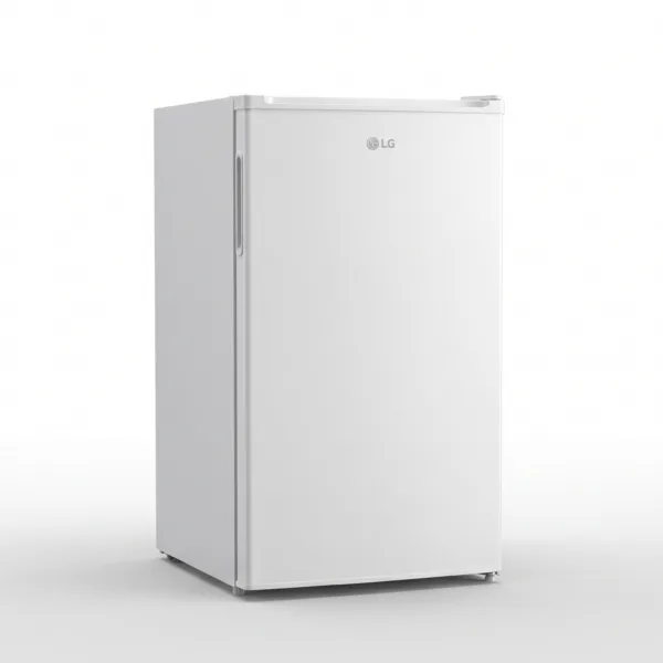 LG 89L Single Door Refrigerator, model REF 081 PQCF, in white, against a pure white background.
